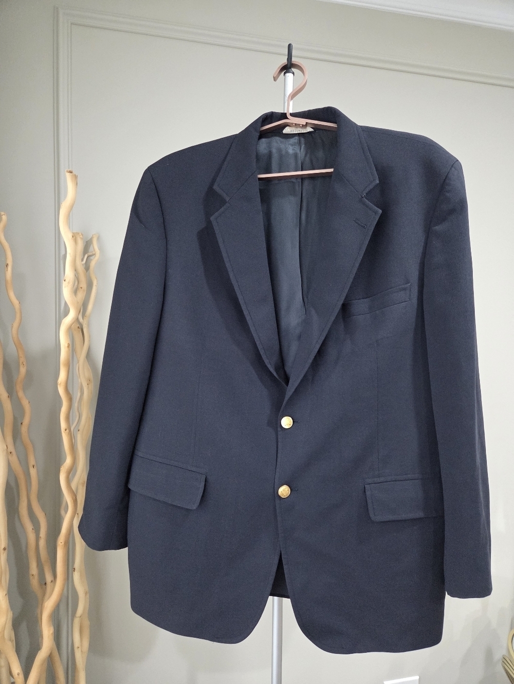 Brooks 346 Classic Navy Men's Blazer with Gold Buttons Sz.44R